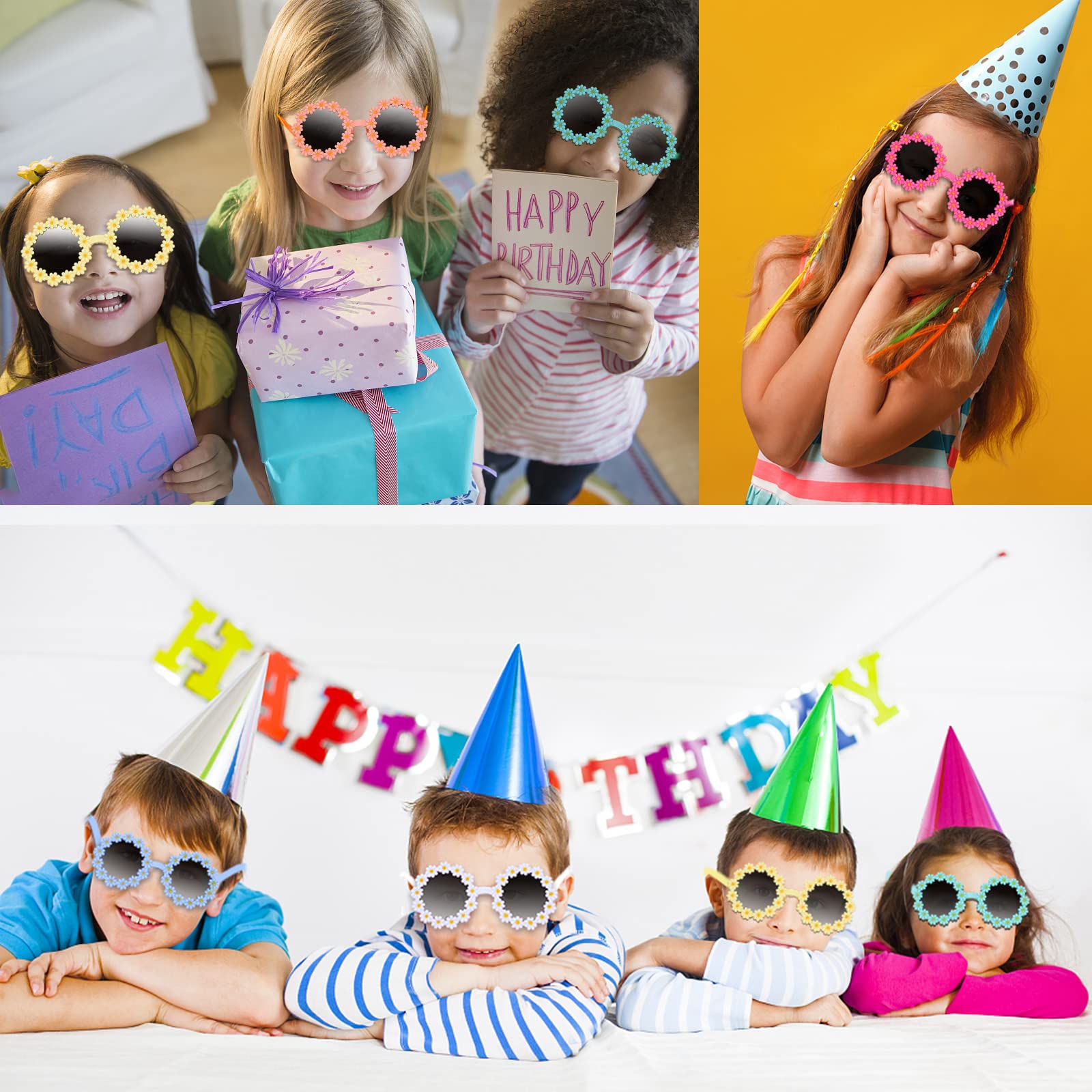 Paquete de 6 lentes de sol de fiesta para niños con protección UV400, lentes de sol para niños y niñas