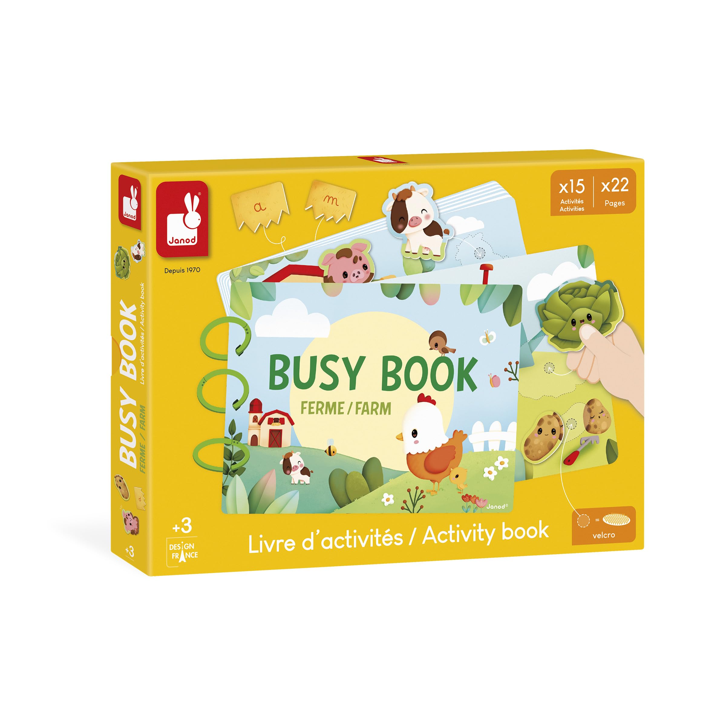 Janod - Libro de Actividades - Tema Granja - 18 páginas de Actividades a Partir de 3 años - Tablero de Actividades y Juguete Educativo para preescolares - Aprendizaje de números, Alfabeto, Animales… — view 7