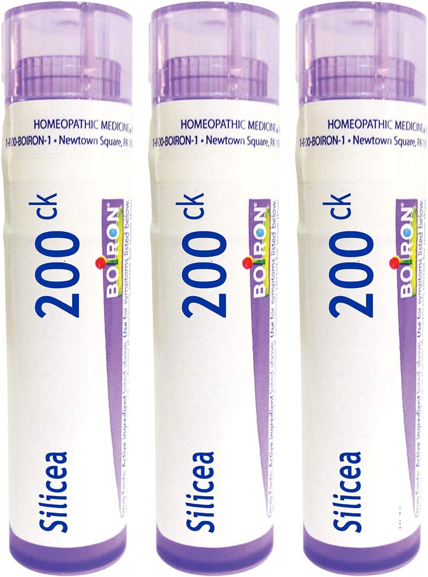 Boiron Silicea 200ck Homeopathic Medicine for Fatigue and Irritability Due to Overwork - Pack of 3 (240 Pellets)