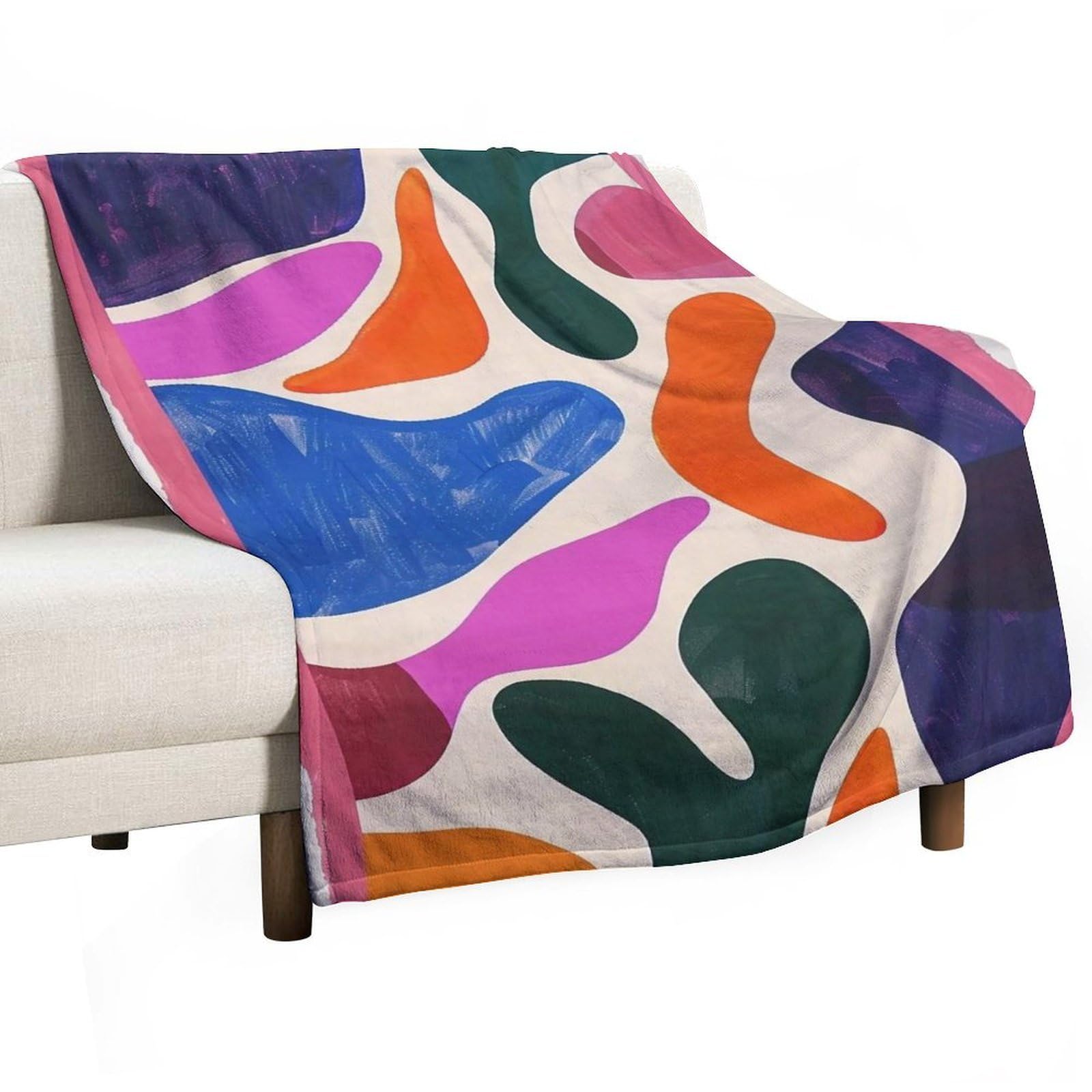 YHGSREUOH Colorful-Abstract-Shapes_01 Flannel Blankets Fleece Soft Throw Lightweight Plush Gifts for Couch, Bed, Cozy Sofa Plush, Chair, Lovers 100x130cm(40x50in)