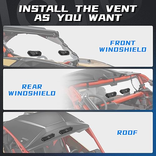 Miniatura 3 de KEMIMOTO Respiraderos para parabrisas UTV, 2 rejillas de ventilación universales para parabrisas de policarbonato, compatible con Can-Am Maverick