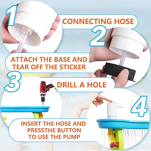 Miniatura 5 de Bomba de mesa de agua, bomba de agua para mesa de agua, 4 horas de duración, bomba alimentada por batería para niños, mesa de juegos de agua y