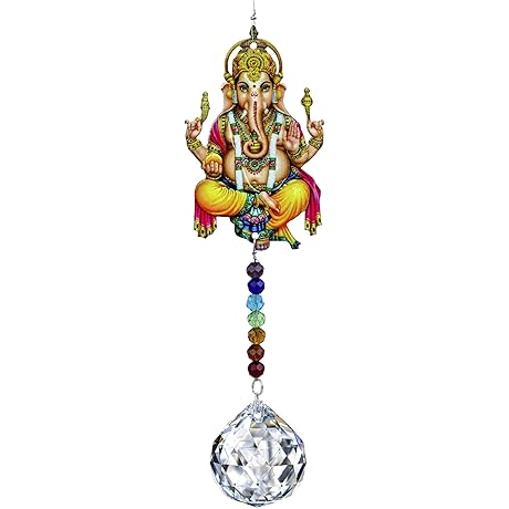 Ganesha Suncatcher Wall Hanging: Prismatic Charm of the Hindu Deity