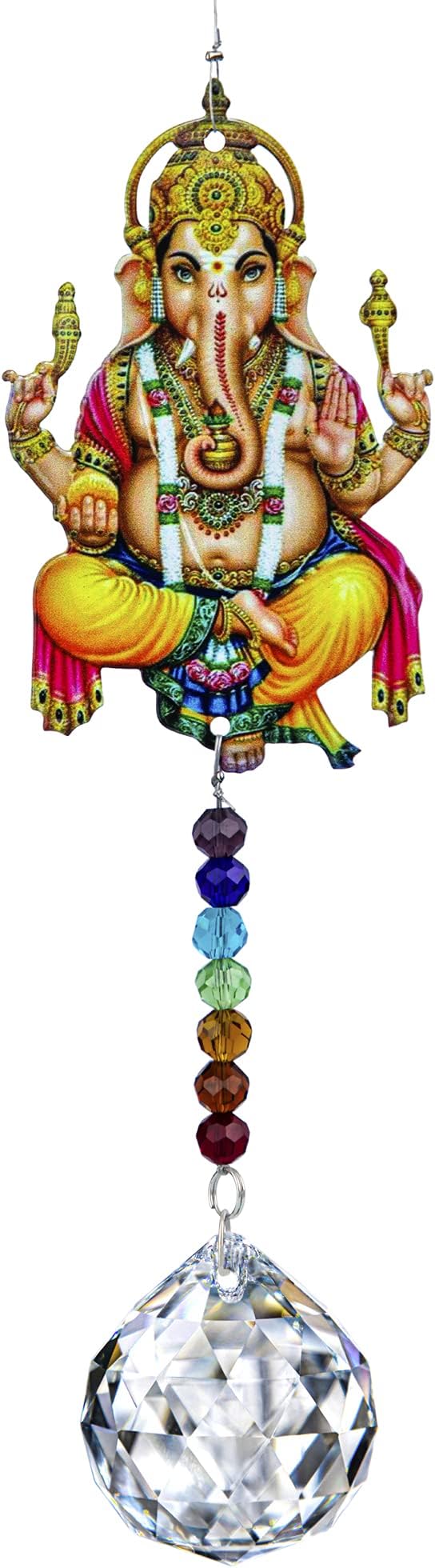 8inch Elephant God Prism Suncatcher Hindu Ganesha Protection Charm Decor Window Garden Wall Hanging Crystal Pendant for Christmas Tree