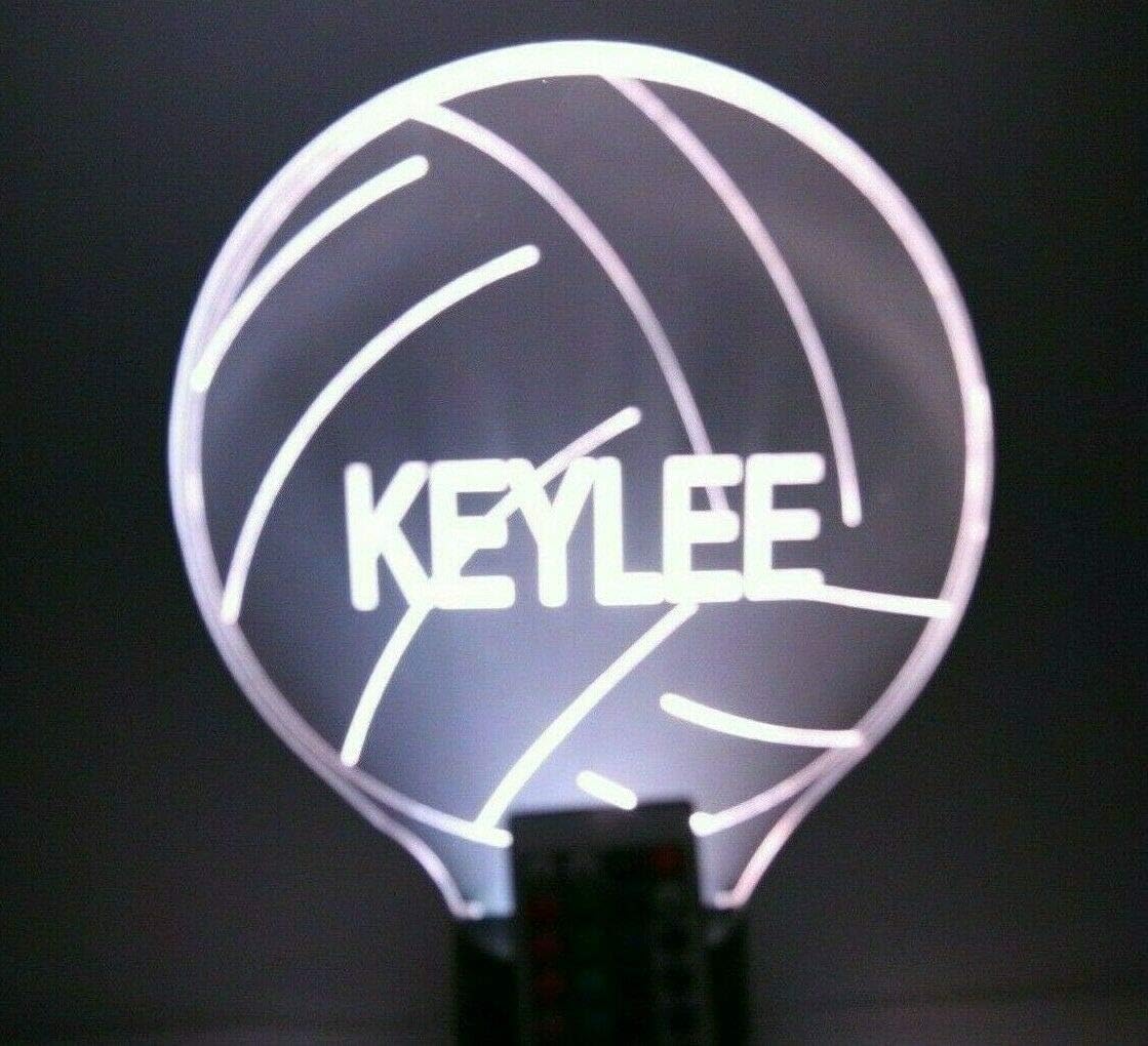 MIRROR MANIA Volleyball Light Up Night Light Lamp LED Free Engraved Custom Name Personalized Volley Ball Table Lamp, with Remote, 16 Different Color Options, Dimmer, It's Wow, Great Gift