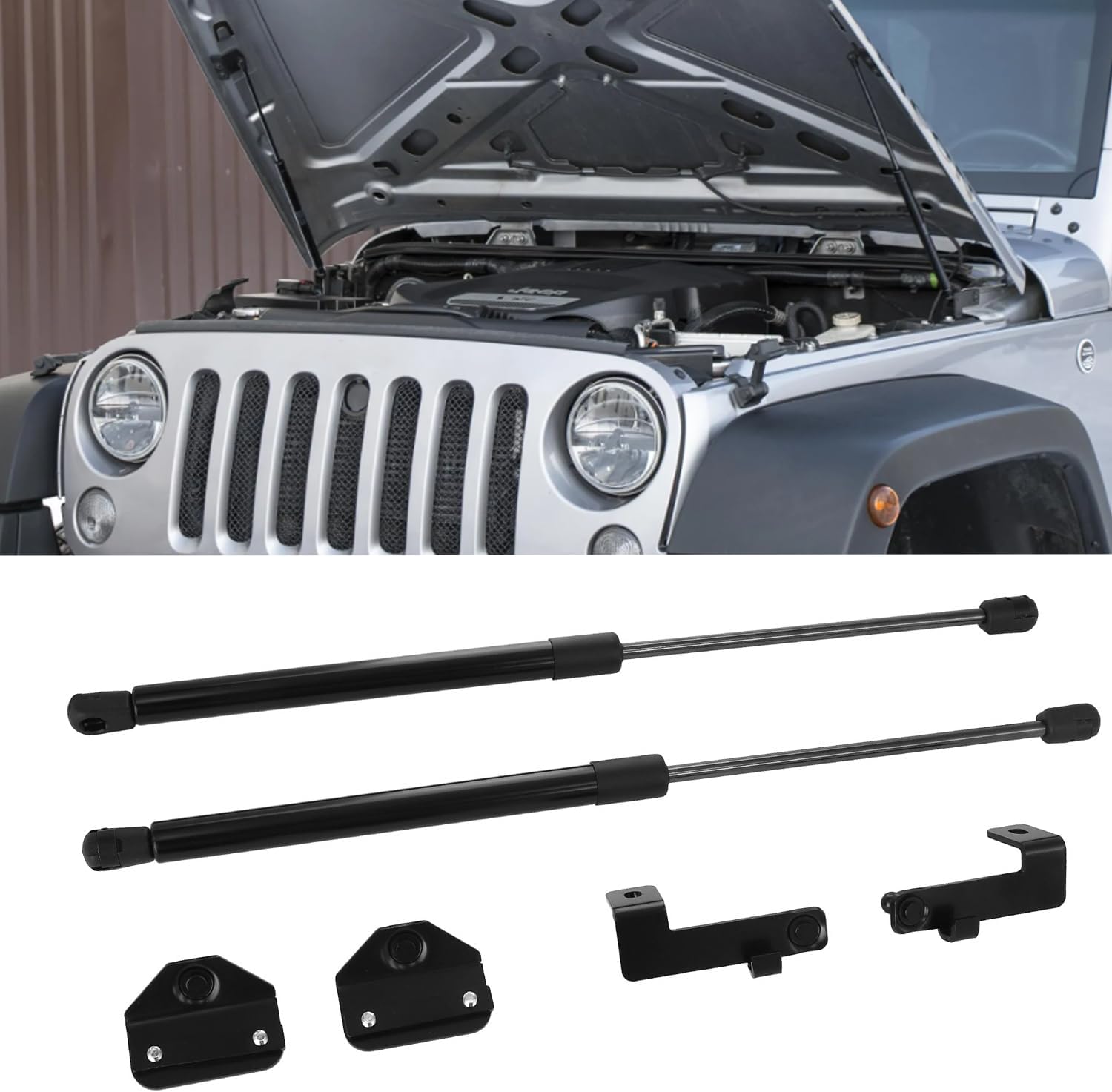 Hood Strut Lift Support, Compatible with Wrangler JL 2018 2019 2020 2021 2022 2023 2024 Gladiator JT 2020+ Hood Quick Front Lift Supports Kit 2PCS