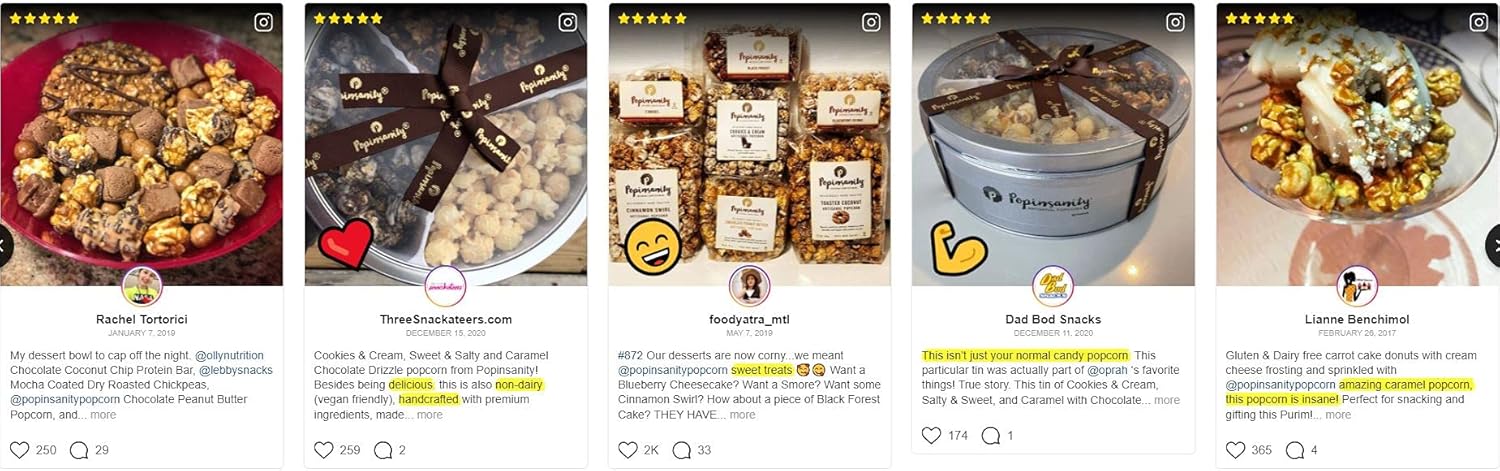 Popinsanity Gourmet Popcorn Deluxe Bag | Non-GMO & Dairy Free - Holiday, Thanksgiving, Corporate, Snacks, Office snacks, Get Well or Birthday Gift (3 Insanely Delicious Popcorn Flavors, 3 Pack)