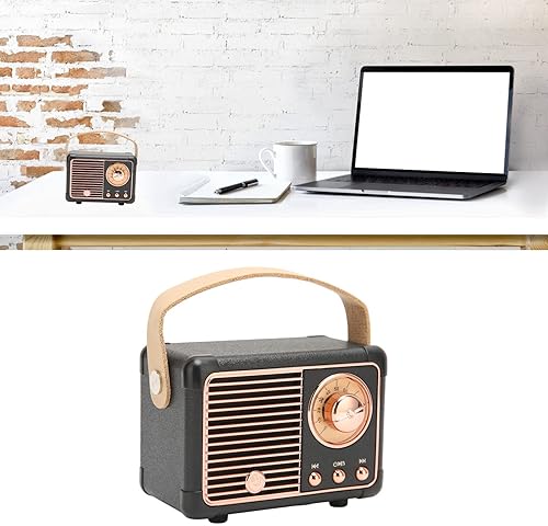 Miniatura 6 de Retro Bluetooth Speaker, Small Wireless Bluetooth Speaker with HiFi Stereo for Kitchen Desk Bedroom Office Party Outdoor (Black)