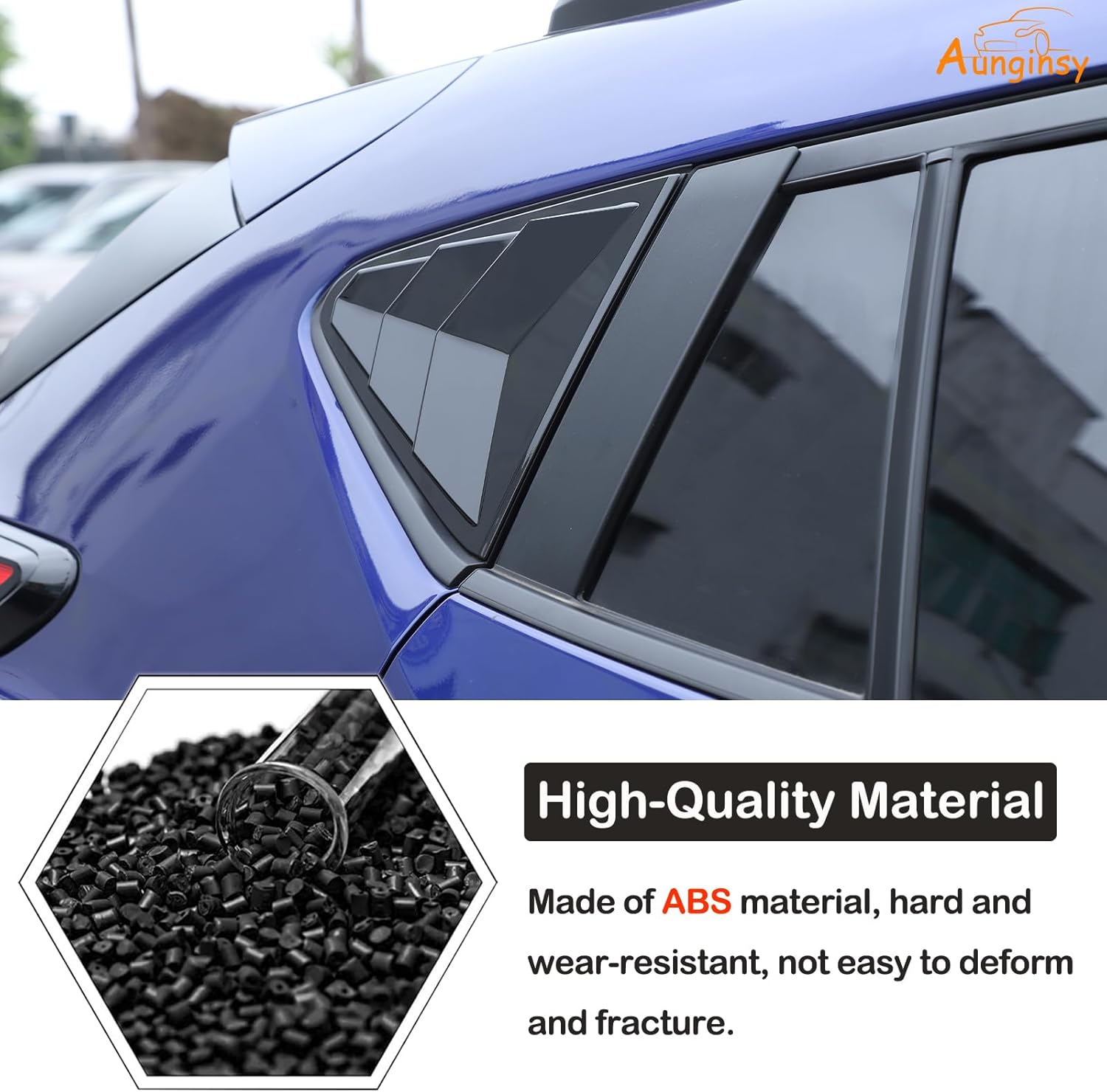 Aunginsy Car Rear Side Window Louver Cover Compatible with Subaru Crosstrek GU 2024 2025 Rear Quarter Triangular Window Shutters Glass Blinds Trim Air Vent Scoop Shades Cover ABS Exterior Accessories