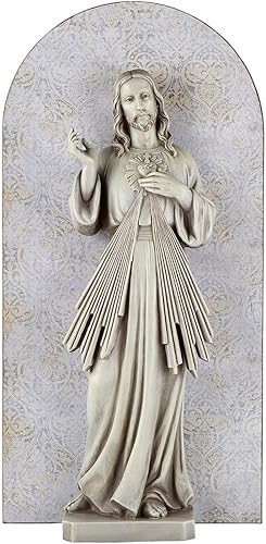 CB Catholic Sculpted Stone Garden Wall Plaque, 15" x 30", Divine Mercy