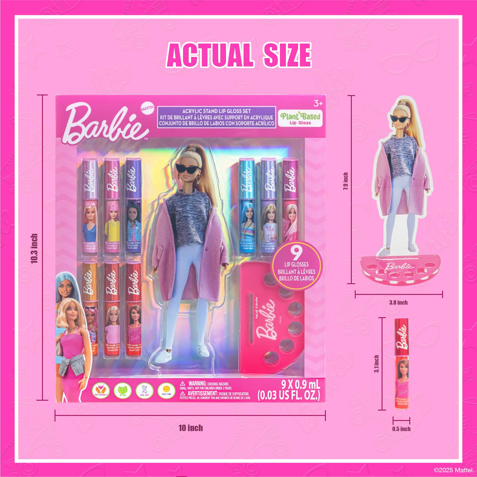Barbie Brillo Labial Vegetal con Soporte Personaje Expositor