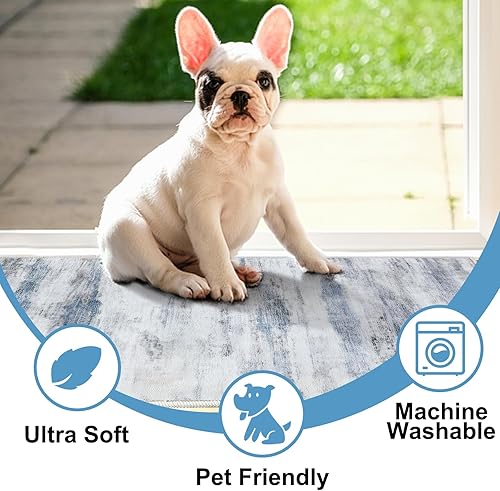 Miniatura 4 de Tapete para puerta delantera, de lana sintética, antideslizante, absorbente, abstracto, para entrada, pasillo, lavandería, zonas de alto tráfico, 24