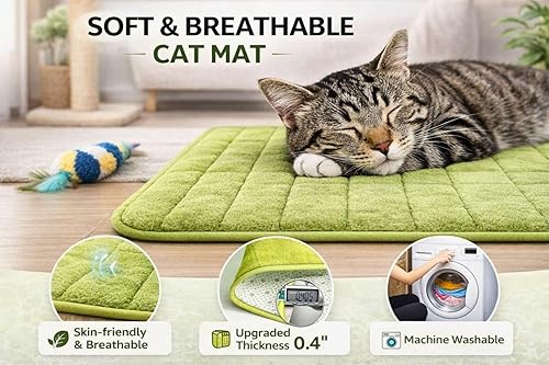 Miniatura 4 de Tapete lavable para cama de mascotas (23.6 x 15.8 pulgadas), paquete de 3 unidades para uso en interiores y exteriores, tapete suave para dormir