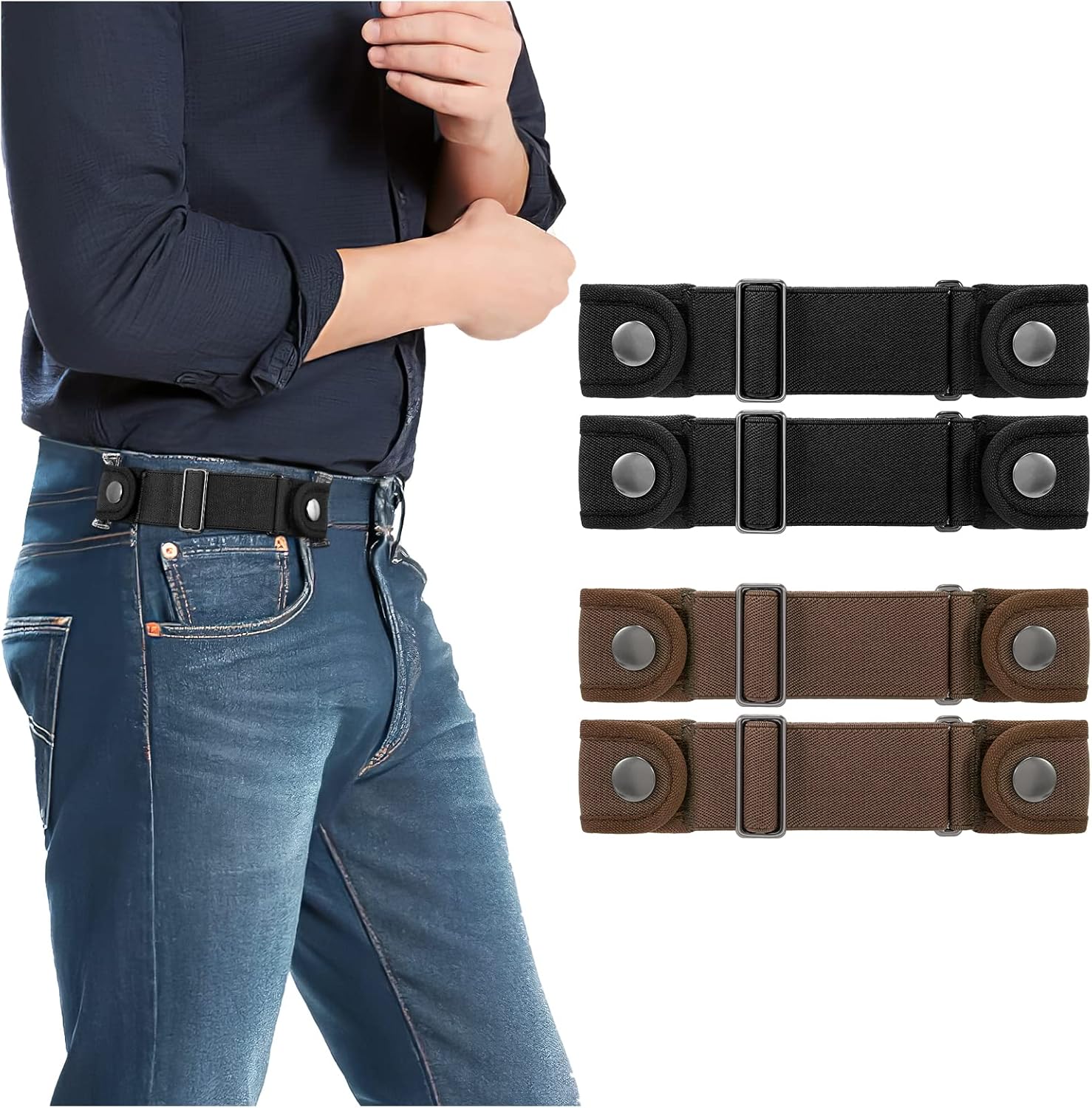 パンツ ANDWANG Baby office belt short pants 001 WOWOGO 2 Pack No Buckle Elastic Adjustable Invisible Side