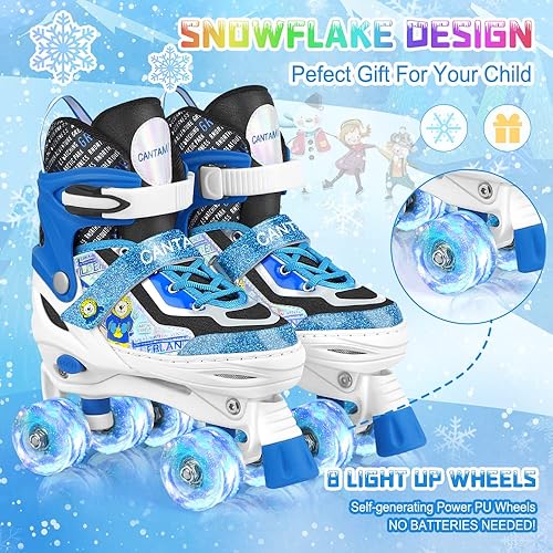 Miniatura 5 de Patines de ruedas para niños y niñas de 4 tamaños ajustables con ruedas iluminadas para niños, adolescentes, principiantes y avanzados, interiores y