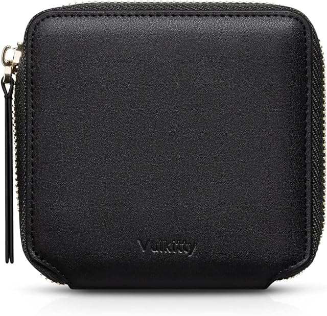Vulkitty Wallet for Women RFID Blocking Bifold Slim Coin Purse Credit Card Holder with Zipper Pocket Case, Compact Size