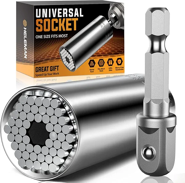 Stocking Stuffers for Men Gifts Christmas Super Universal Socket Tools Gifts for Men: Socket Set with Power Drill Adapter(7-19 MM) Cool Stuff Gadgets forWomen Birthday Gift for DadHusband Adults