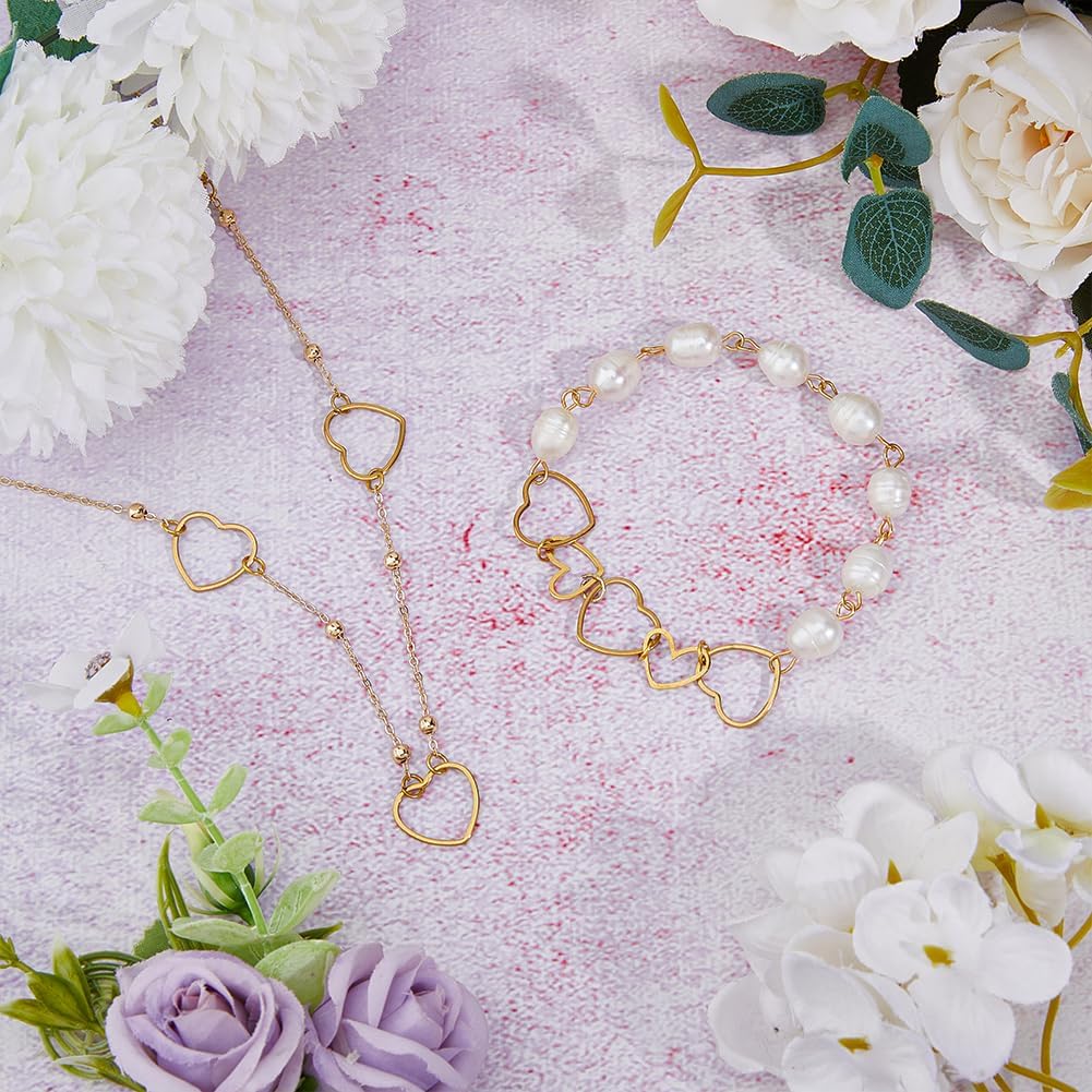 DICOSMETIC Heart Linking Rings & Pendants - Hollow Heart Connector Findings, Gold Plated Open Bezel Connectors for DIY Jewelry Making - Image 4