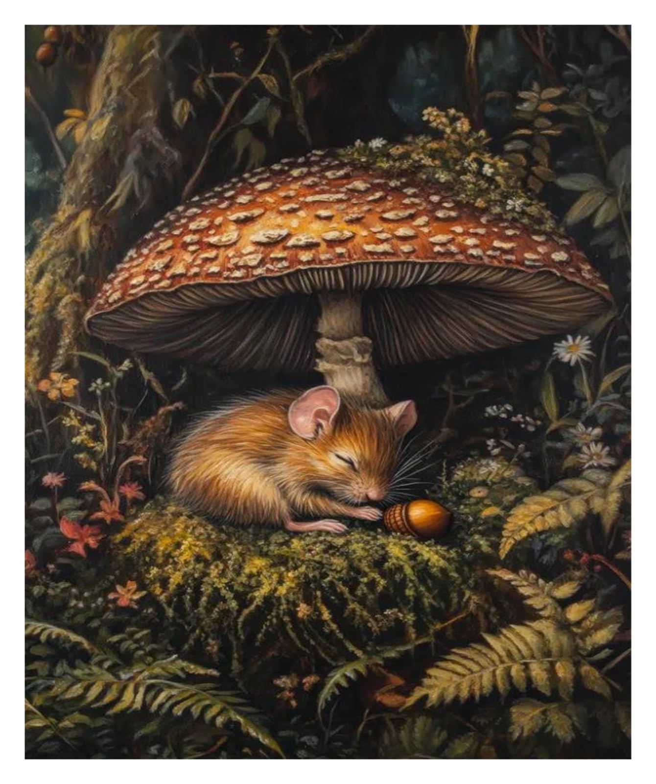 Peinture sur toile corbeau et cerf, impression murale haut de gamme