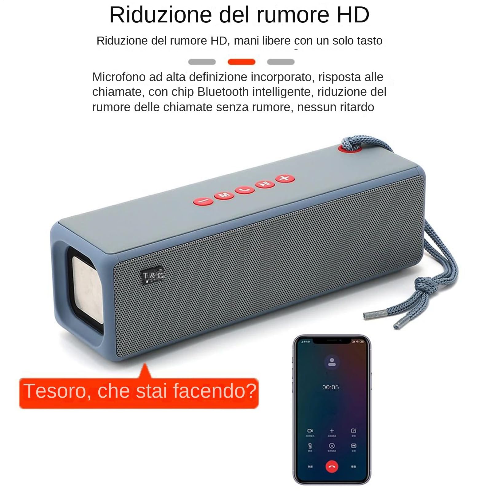 Altoparlante Wireless Altoparlante Musicale Portatile con Audio Nitido e | Batteria Ricaricabile per Adulti e Ragazzi, Ideale per Picnic Spiaggia Campeggio Viaggi e Camera da