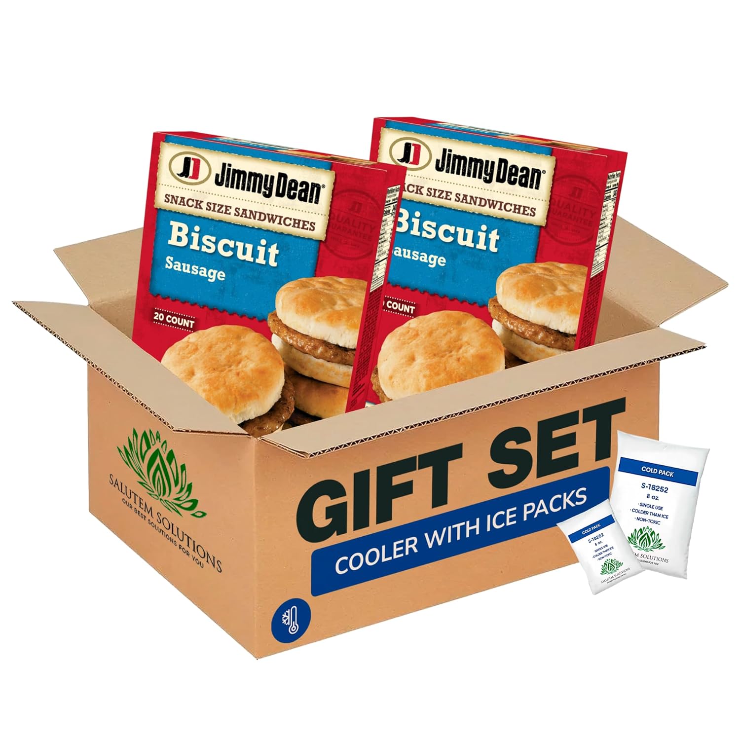 Salutem Vita – Sausage Biscuit Snack Size Sandwich, Frozen Breakfast Meal, Quick and Easy Microwaveable Breakfast Gift Set – Pack of 2