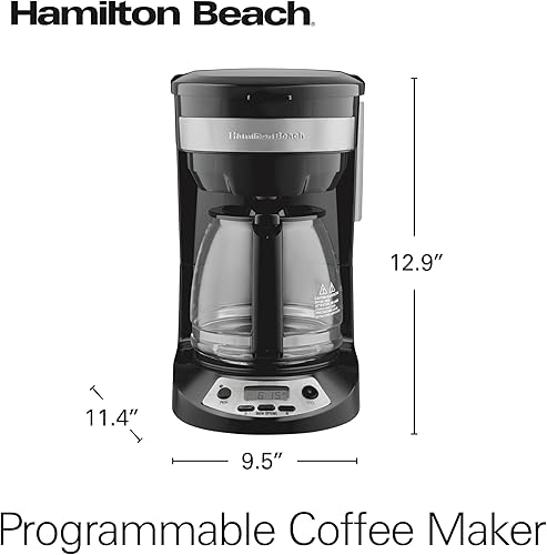Miniatura 9 de Hamilton Beach Cafetera programable de 12 tazas opciones de preparación jarra de vidrio 46299 color negro con detalles de acero inoxidable