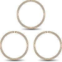 Vista 9 de LUCKYJEWUS Anillos de nariz de 14K oro para mujer, aros de 22 calibre, joyería pequeña y delgada para piercing de nariz, 3 piezas de 8 mm 22G