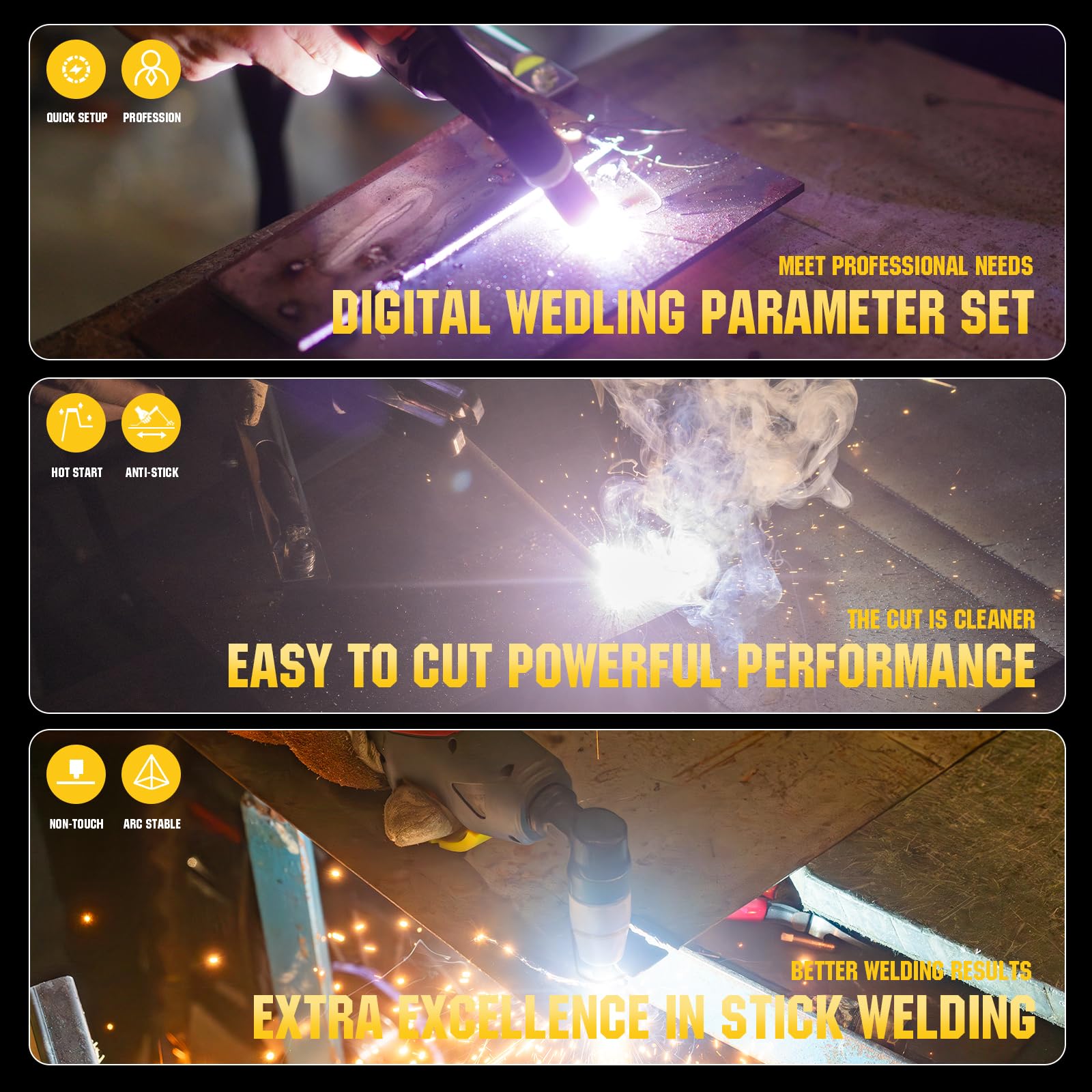 Plasma Cutter Welder Combo, (HF) TIG/Pulse TIG/Lift TIG/Spot/Stick/CUT 6 in 1 Multi-processo Saldatrice, 110V/220V Dual Voltage TIG Saldatrice con ampio display a LED Controllo sinergico