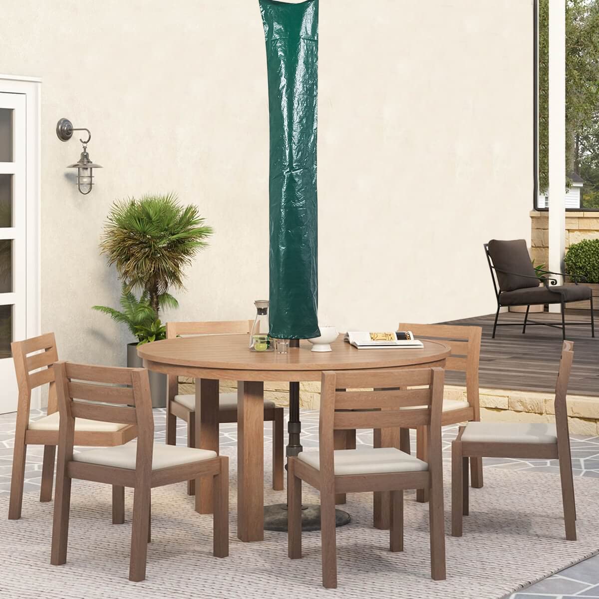 Parasol Cover, Garden Umbrella Covers 160x24x24cm Polyethylene Fabric Material, Waterproof, Windproof, Green - 3