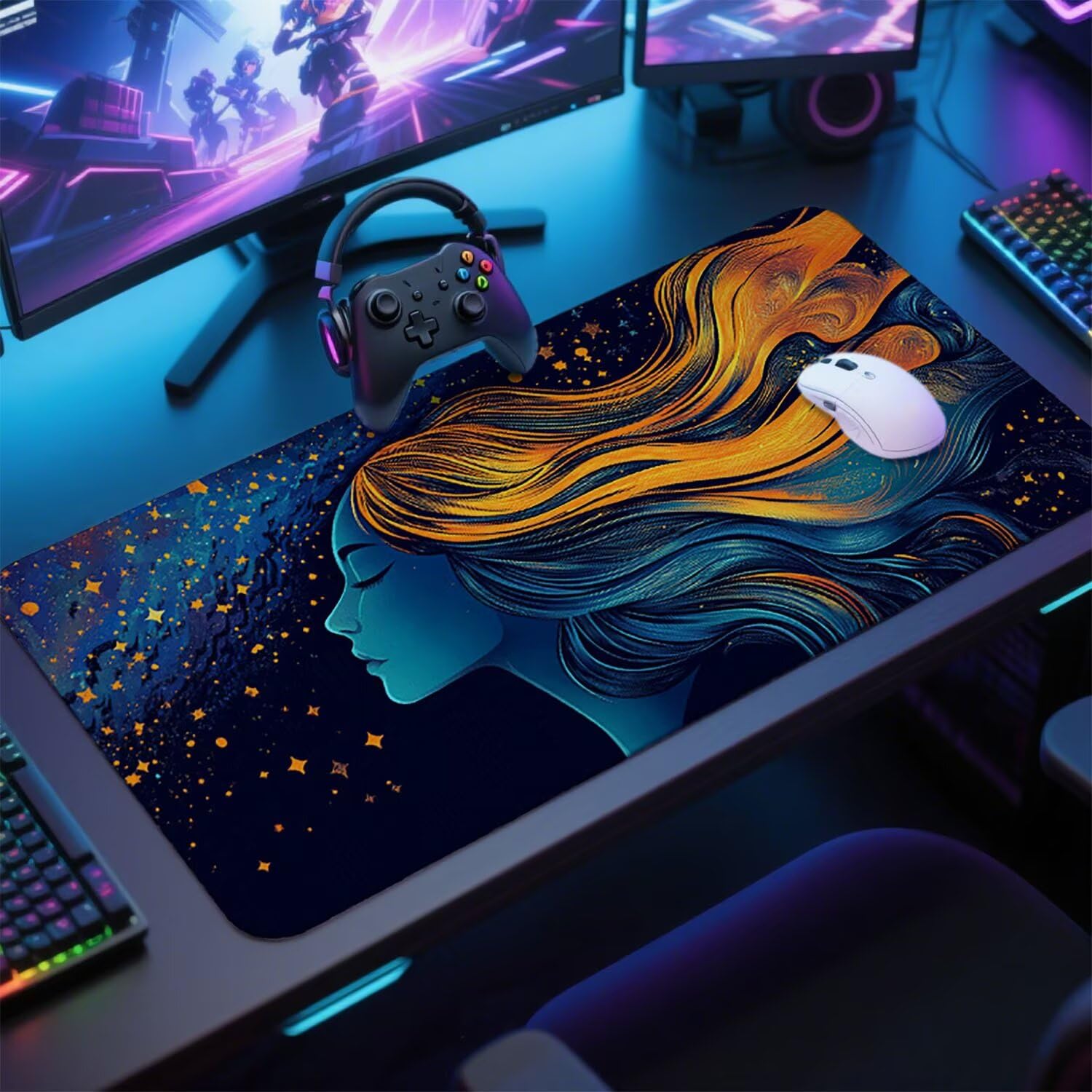 Abstrakcyjna podkładka pod mysz pod mysz pod mysz do gier XXL 1200 x 600 x 3 mm podkładka pod mysz gumowa duża podkładka pod mysz dla graczy akcesoria wodoodporne PC, do klawiatury laptopa w-11075