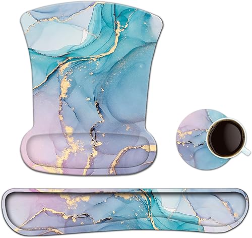 Miniatura 1 de AIMSA Juego de soporte de muñeca para mouse, reposamuñecas para teclado, base antideslizante ergonómica de espuma viscoelástica, fácil de escribir,