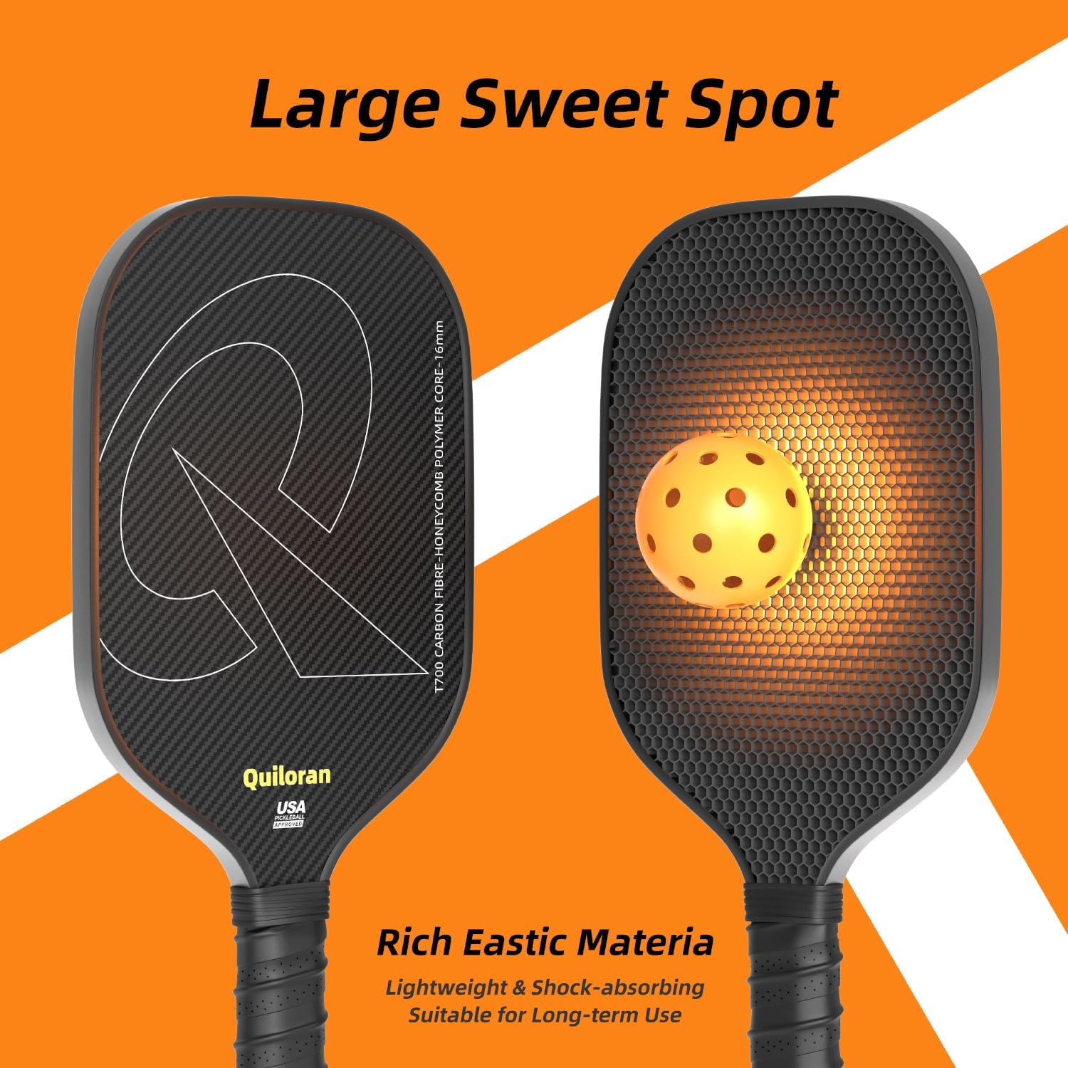 Pickleball Paddles Set of 2 with T700 Textured Carbon Fiber Honeycomb Core 3K Raw Carbon Fiber Surface Pickle Racket for Intermediate and Advanced Player Black