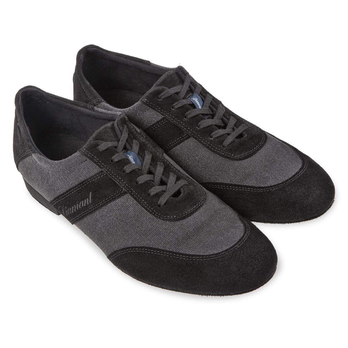 Diamant Herren Sneaker Tanzschuhe 192-025-637 - Veloursleder/Textil Schwarz/Grau - 2 cm Micro-Heel - Rauledersohle - Made in Germany