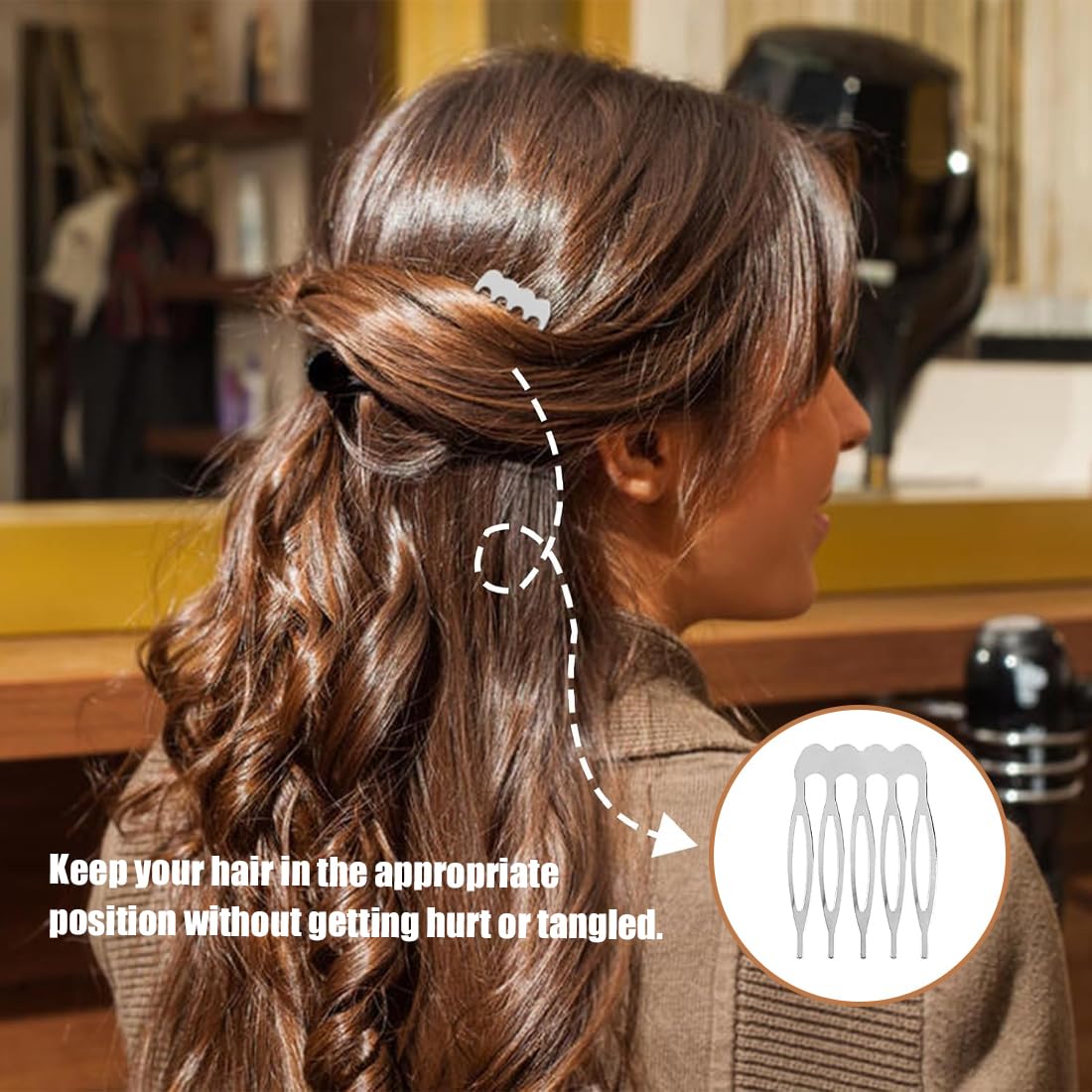 20 Piezas Peines Laterales de Metal 5 Dientes, Peines de Velo, Peines Laterales para Mujer Cabello Francés con Dientes para Accesorios para el Cabello con Clip de Moño Plateado y Dorado