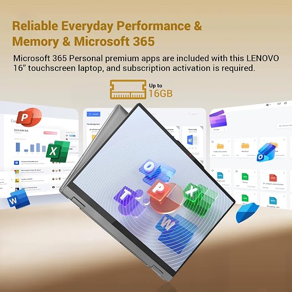 Lenovo IdeaPad 5i 2-in-1 16 Laptop, Intel Core 5 120U, 16GB RAM, 1TB SSD | WUXGA IPS Touchscreen, Backlit Keyboard, Fingerprint Reader, Microsoft Copilot Key, Webcam w/ Shutter, Dolby Speakers, Grey