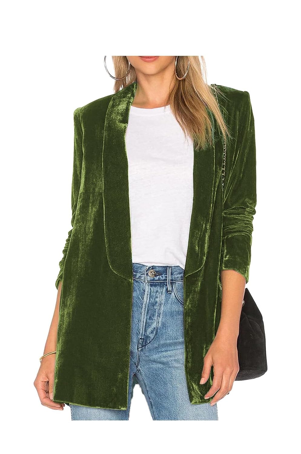 Womens Office Coat Velvet Blazer Business Workout Outfit Long Sleeve Button Pockets Suit Jacket