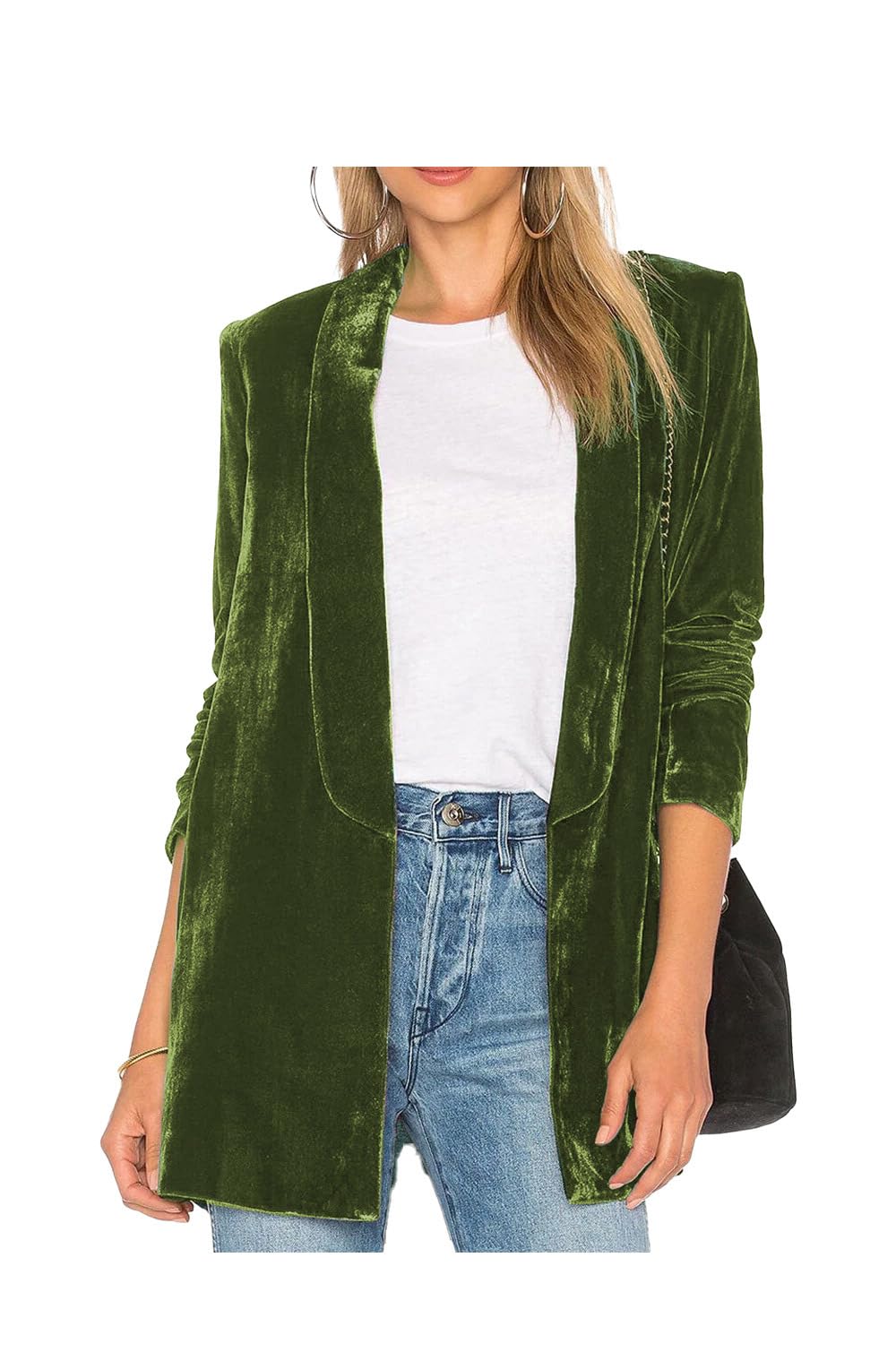 Womens Office Coat Velvet Blazer Business Workout Outfit Long Sleeve Button Pockets Suit Jacket