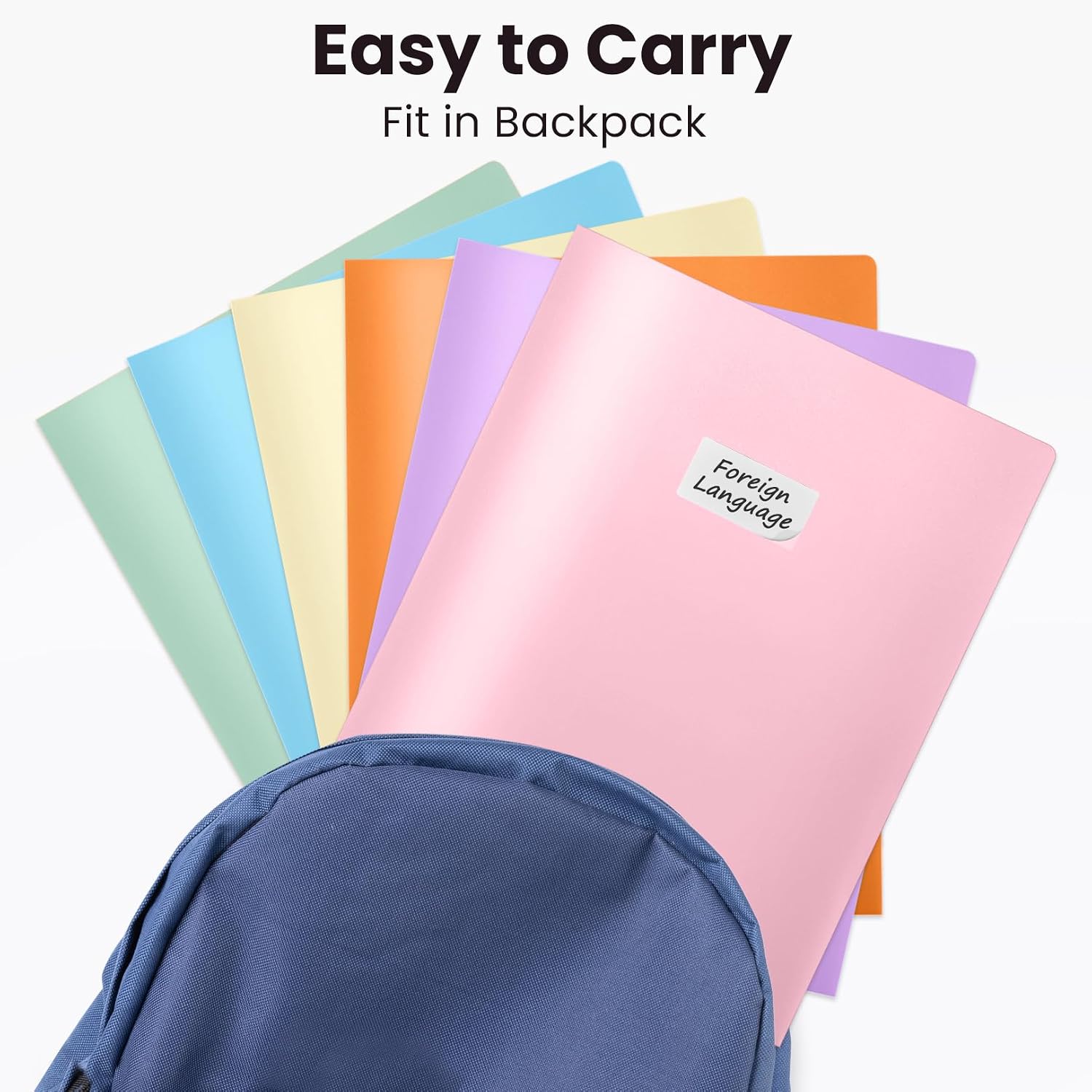 Sooez 7Pack Folders with Pockets, Plastic Pocket Folders with Extra Labels image 5