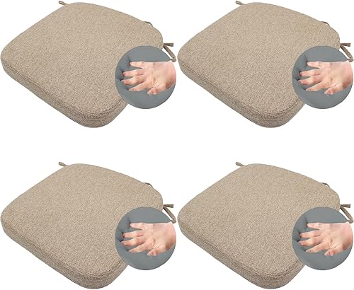 Miniatura 9 de Cojín para silla de comedor con lazos, espuma viscoelástica de 2 pulgadas, almohadilla de asiento y cojín antideslizante para cocina con funda