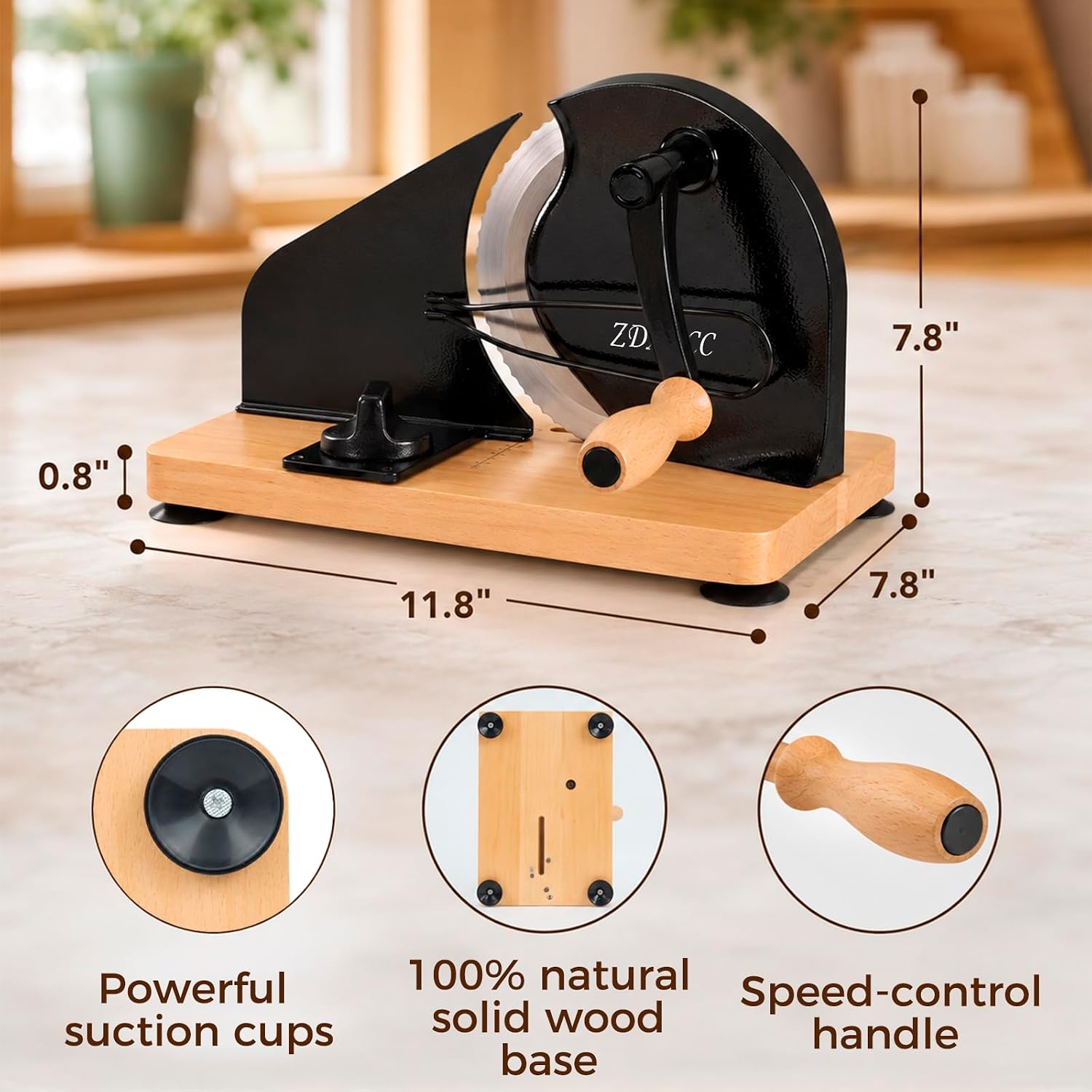Upgrade Manual Bread Slicer for Homemade Bread, Sourdough Bread Slicer Knive Cutter with Hand Crank, Metal Guide Rail, Non-Slip Suction Base & Sharp Blade for Consistent Even Slices (Black)
