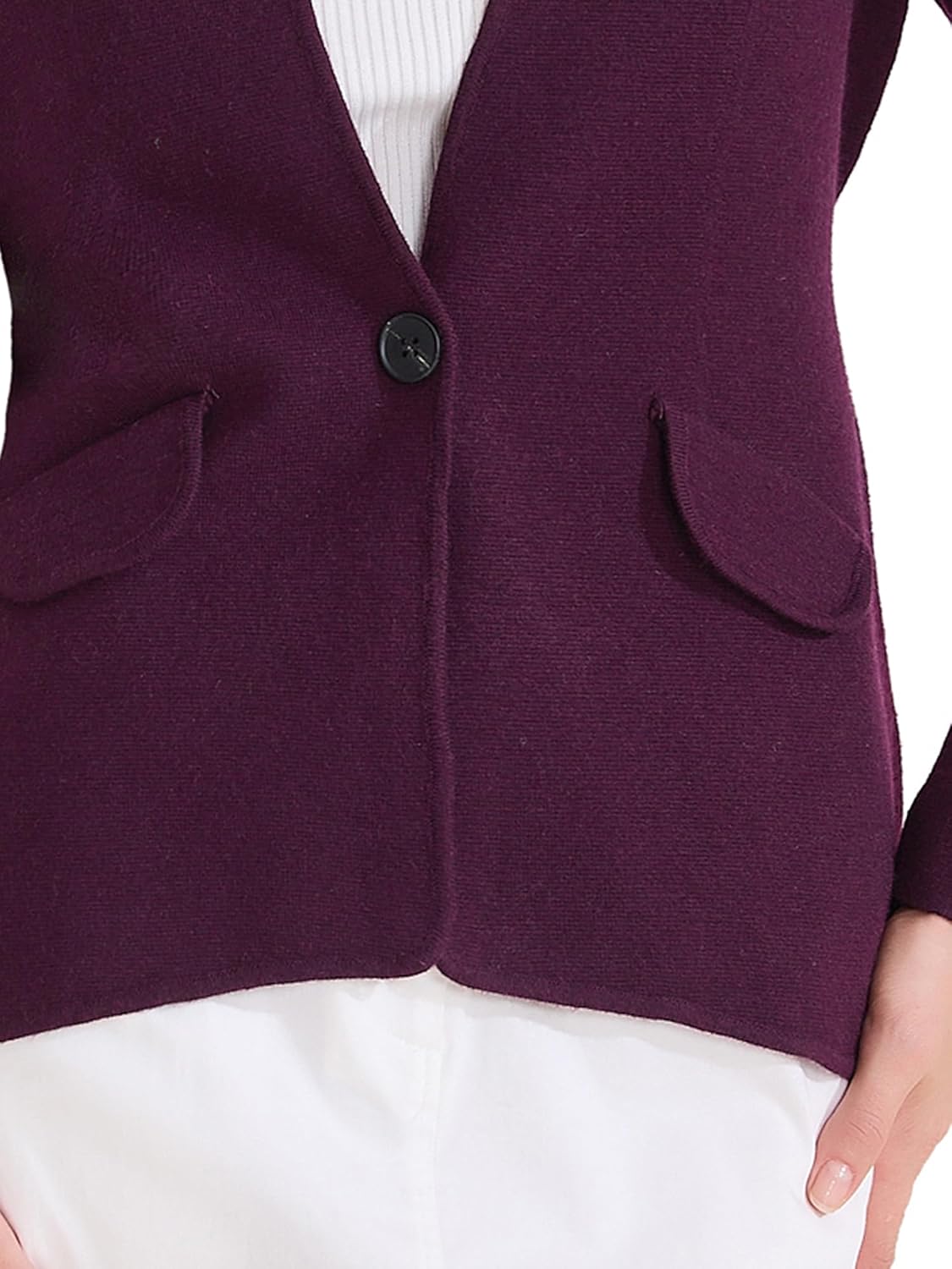 Allegra K Women's Collarless Blazer Long Sleeve One Button Business Office Blazers Jacket