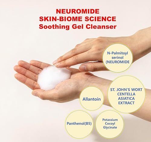 Miniatura 3 de Limpiador calmante para alivio (8.5 fl oz) acción espumosa suave con ceramida para todo tipo de piel, ciencia de microbiomas y fórmula de San Juan