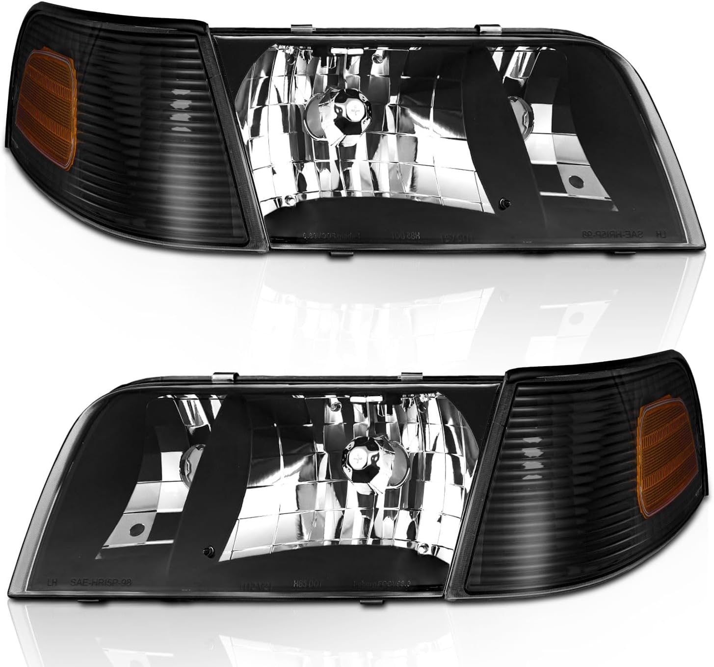 WEELMOTO for 1998-2011 Ford Crown Victoria Headlights Assembly, Headlight fit 98-11 Ford Crown Victoria W/Corner Parking Turn Signal Lamp Replacement