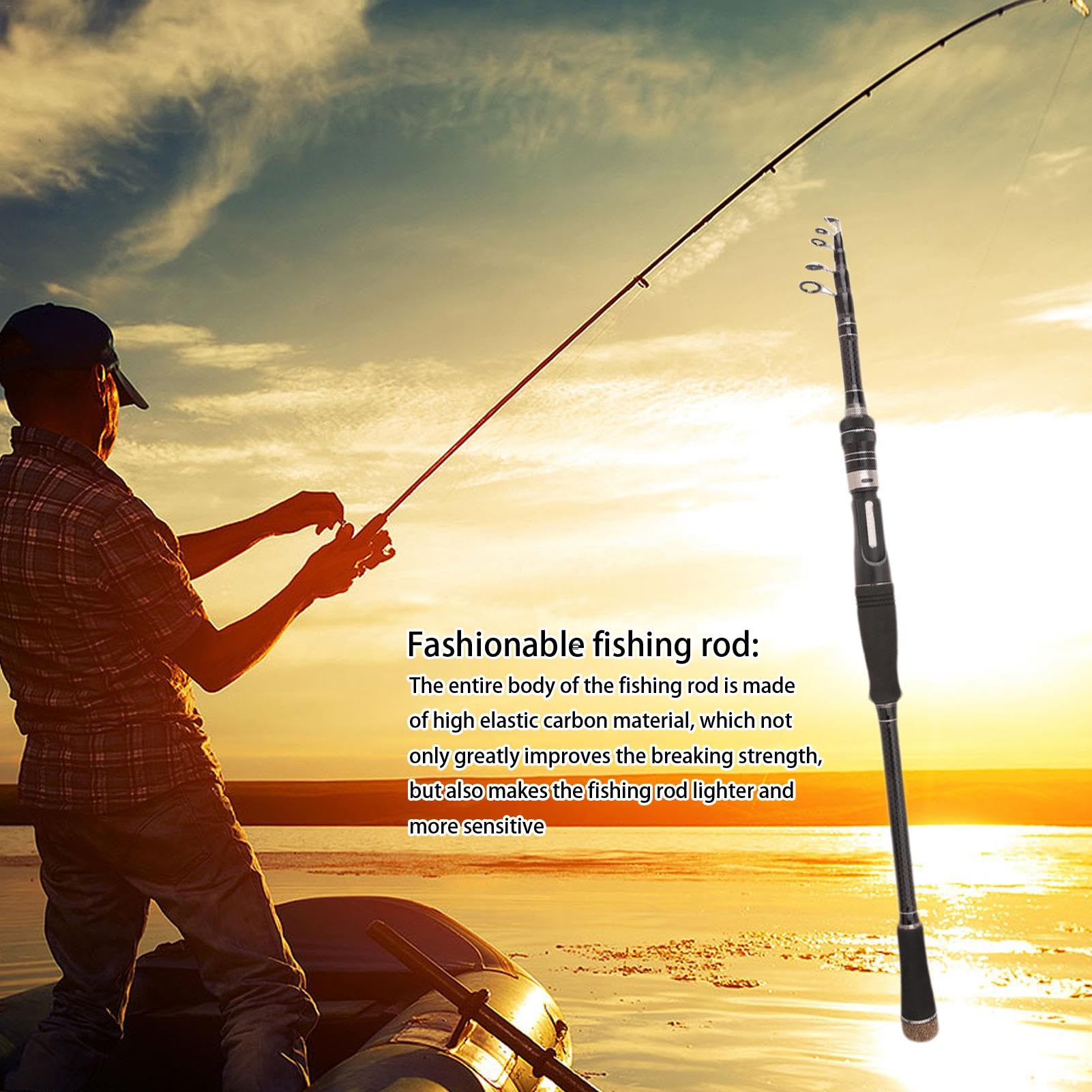 Telescopic Fishing Rod Lightweight Folding Baitcasting Fishing Rod Professional Portable Fishing Rod, Travel, Sea, Boat, Rock, Fishing Rod, Carp Fishing Equipment