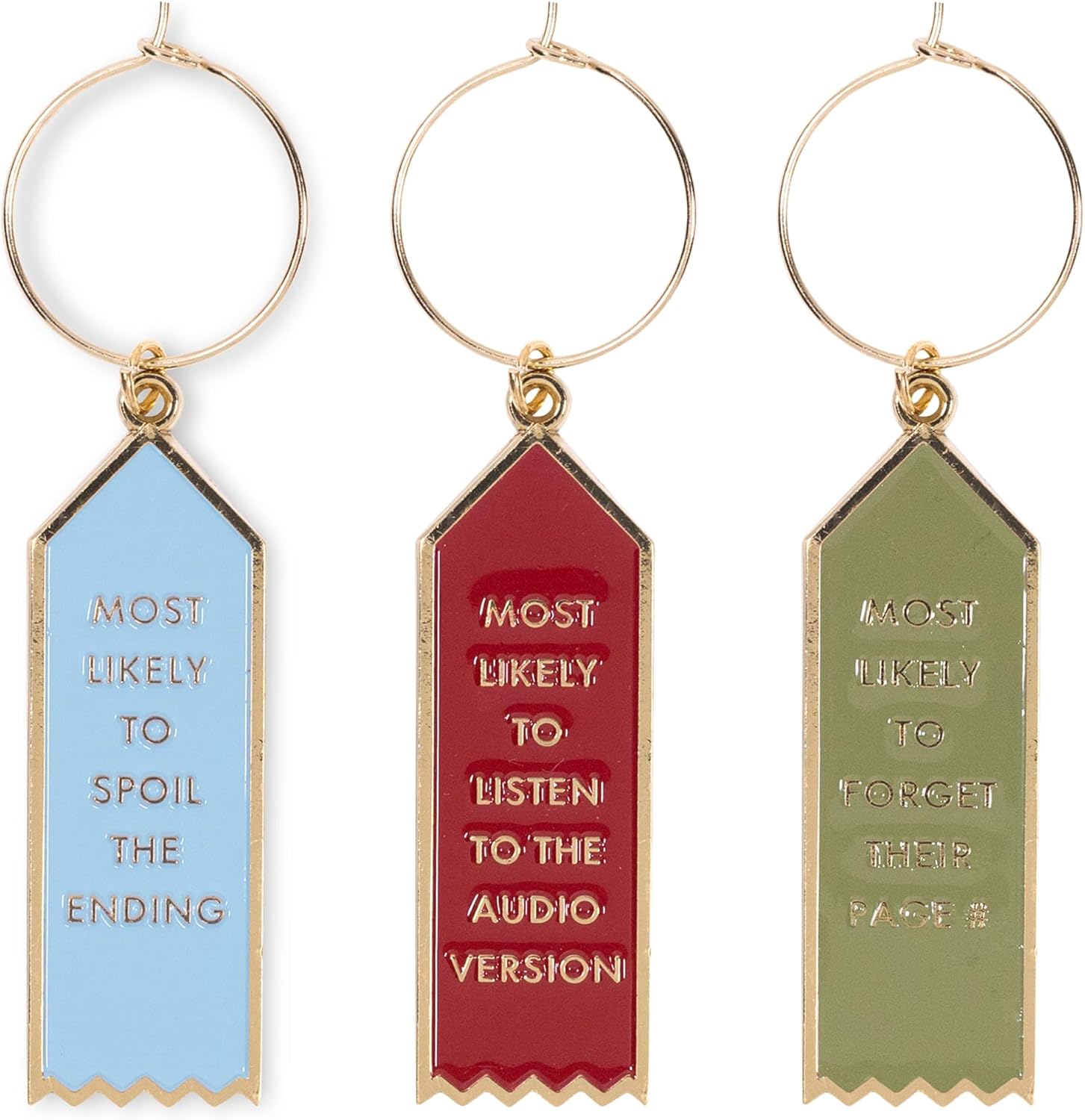 kate spade new york Book Theme Drink Glass Markers, Cup Identifier Wine Charm Tags, Wine Glass Clips for Champagne Flutes, Cocktails, and Martinis (Book Club)