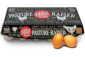 Vital Farms 18 Pasture-Raised Organic Huevos Grandes, Marrones, Grado A, Certificado por Humane
