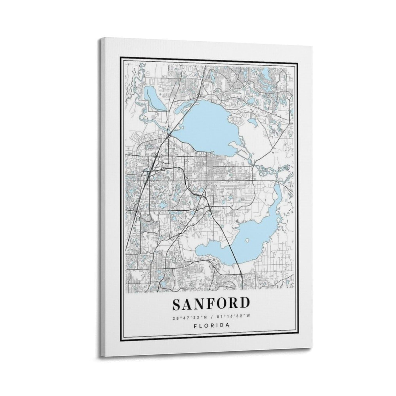 xiaoxiaoshen Sanford Florida Map Canvas Poster Wall Art Prints Room Aesthetic Murals Bedroom And Living Decorations 20x30inch(50x75cm)