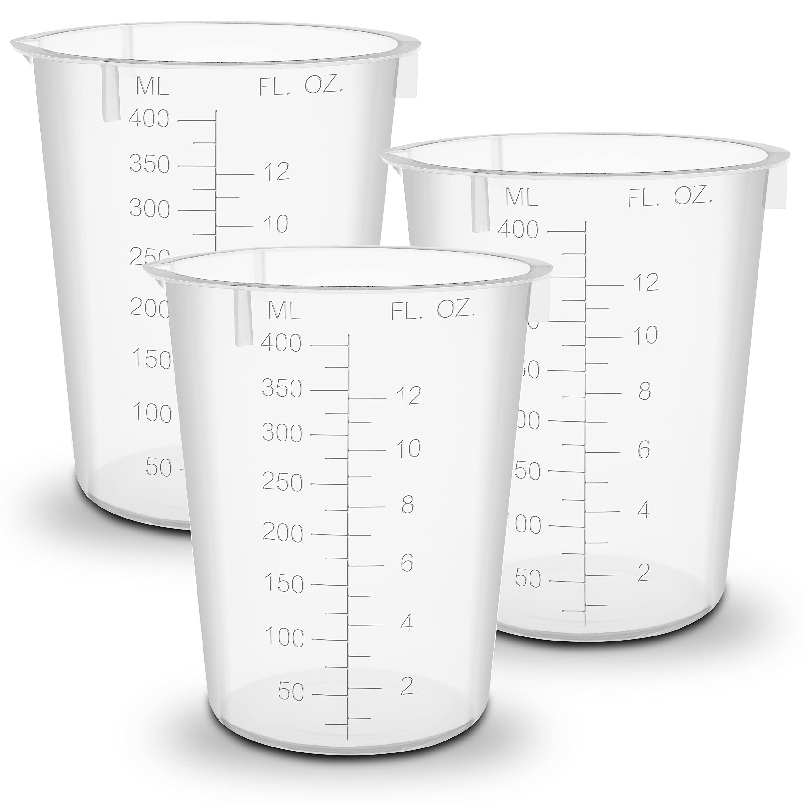 Triple Pack, RE-GEN 400ml Plastic Multi-Purpose Graduated Liquid Mixing Measuring Cups Pots – Ideal for Kitchen, Cooking, DIY, Laboratory, Arts & Crafts