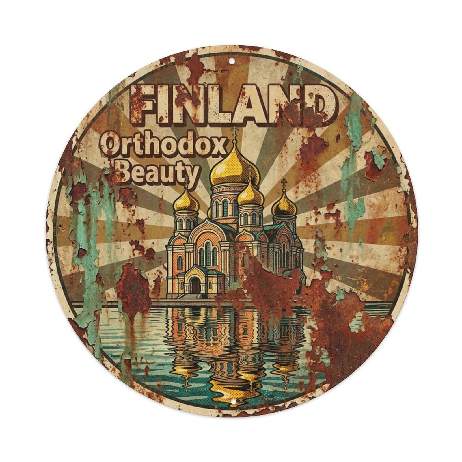 Vintage Travel Finland Spectacular Vintage Metal Tin Sign Plaque