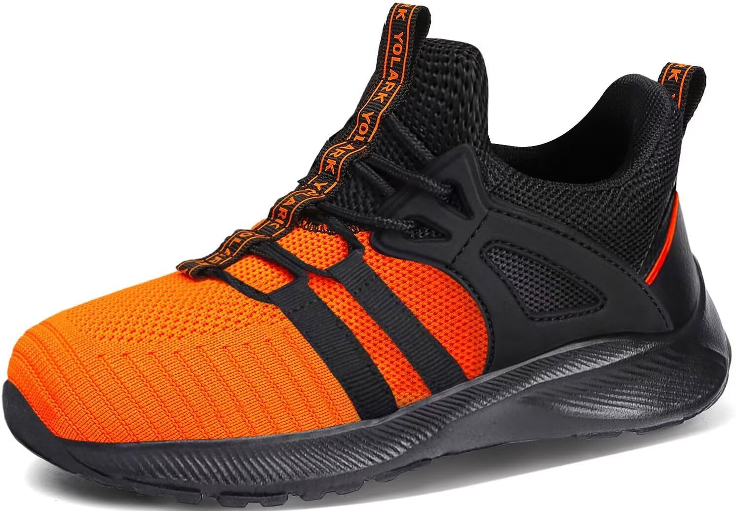 Boys Girls Sneakers for Kids Non-Slip Tennis Shoes Fashion Lightweight Breathable Running Sport Athletic 2 Big Kid Black Orange image 7 of 7 B0DJ7FF747